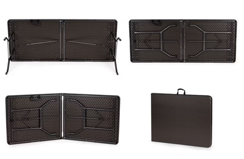 Klapbord 180x75 cm Sort Rattan RZK-180B
