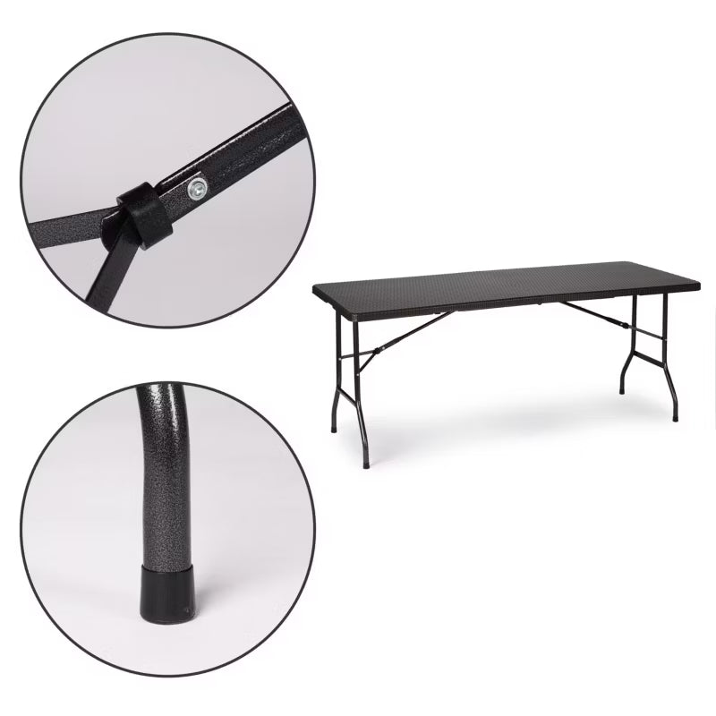 Klapbord 180x75 cm Sort Rattan RZK-180B