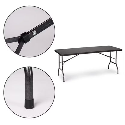 Klapbord 180x75 cm Sort Rattan RZK-180B