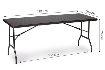 Klapbord 180x75 cm Sort Rattan RZK-180B