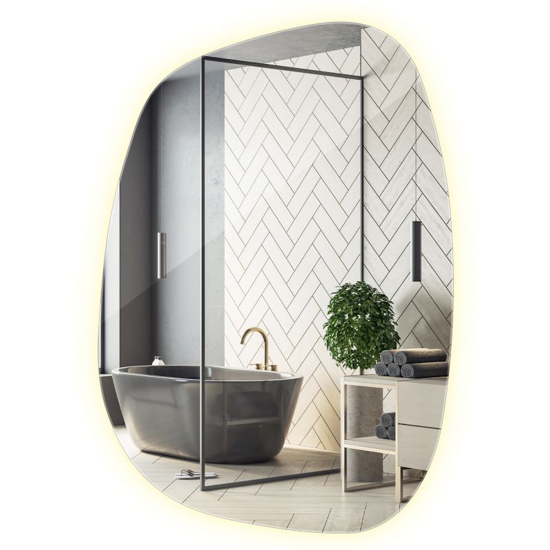 Stort LED-spejl 91 x 66 cm Neutralt lys Badeværelse
