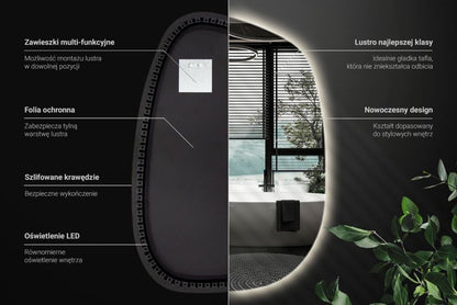Stort LED-spejl 91 x 66 cm Neutralt lys Badeværelse