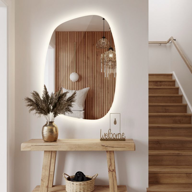 Stort LED-spejl 91 x 66 cm Neutralt lys Badeværelse