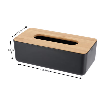 Kleenexboks 26,6x13,1 cm Sort Bambus