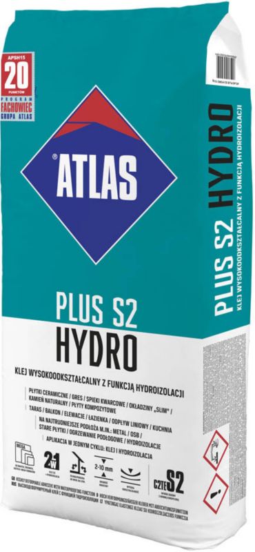 Atlas Plus S2 Hydro fliseklæber til glaserede fliser og terrakotta 15 kg