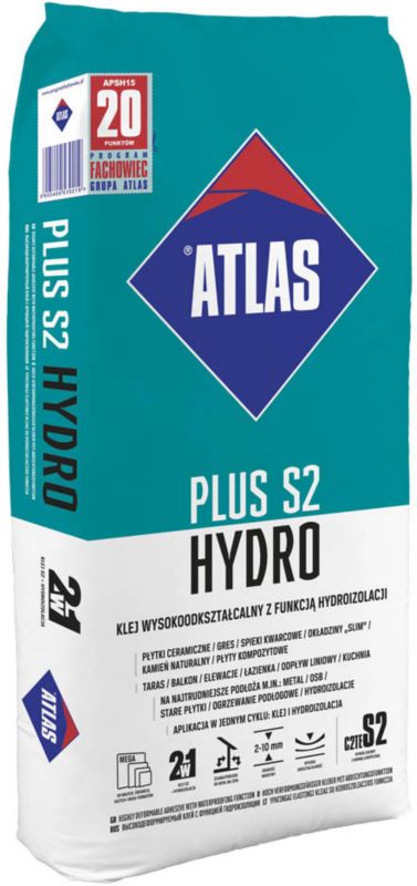 Atlas Plus S2 Hydro fliseklæber til glaserede fliser og terrakotta 15 kg