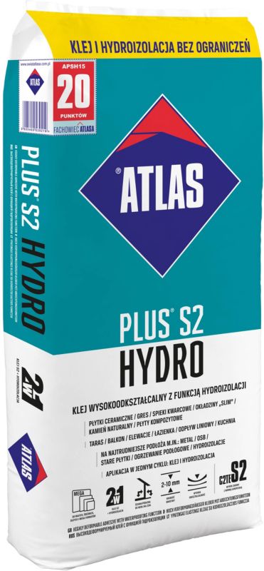 Atlas Plus S2 Hydro fliseklæber til glaserede fliser og terrakotta 15 kg