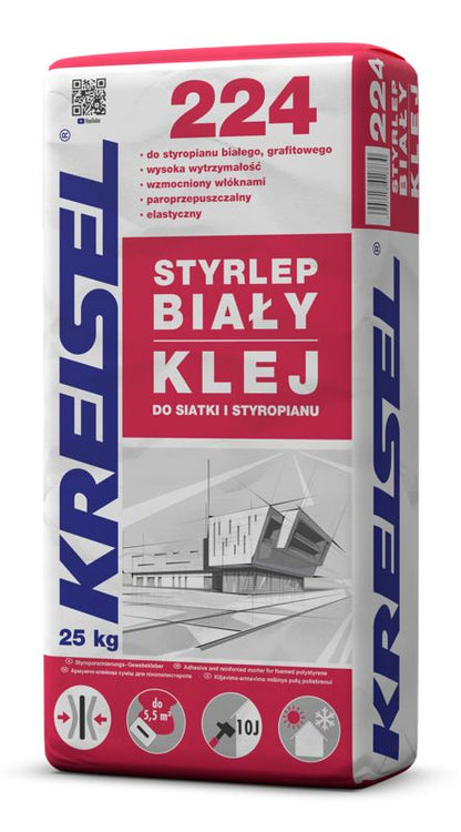 Klæbemørtel til Facadeisolering Styrlep 25 kg Hvid