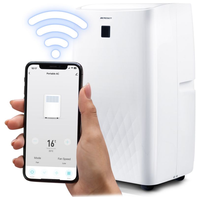 Berdsen bærbar aircondition med affugter og varmefunktion 4 kW 34 l/24 t 14000 BTU WiFi 1 stk.