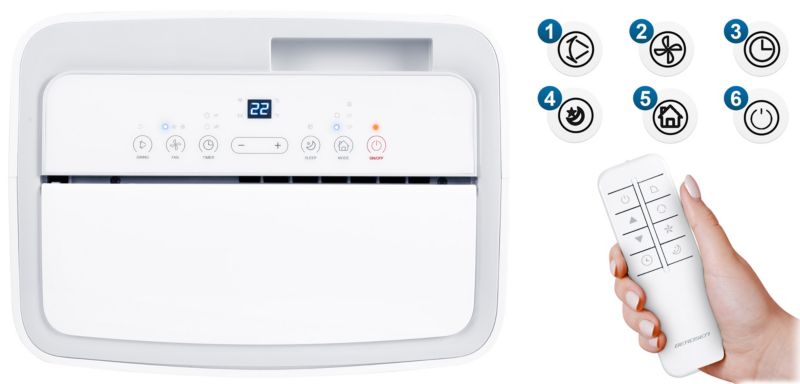 Berdsen bærbar aircondition med affugter og varmefunktion 4 kW 34 l/24 t 14000 BTU WiFi 1 stk.