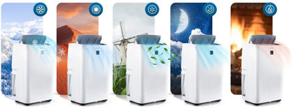 Berdsen bærbar aircondition med affugter og varmefunktion 4 kW 34 l/24 t 14000 BTU WiFi 1 stk.