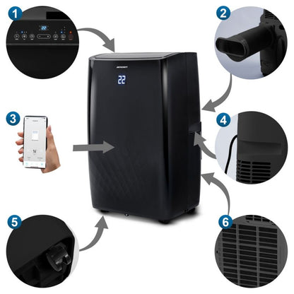 Bærbar klimaanlæg Berdsen med varmefunktion 4 kW, affugter 36 l/24 t, 14000 BTU, WiFi, 1 stk