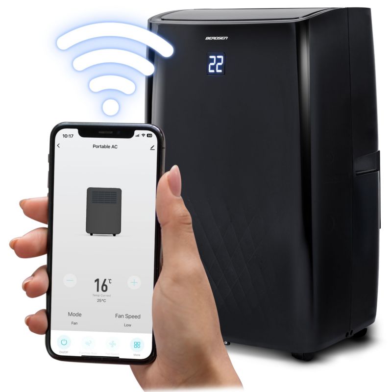 Bærbar klimaanlæg Berdsen med varmefunktion 4 kW, affugter 36 l/24 t, 14000 BTU, WiFi, 1 stk