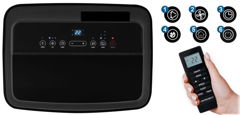 Bærbar klimaanlæg Berdsen med varmefunktion 4 kW, affugter 36 l/24 t, 14000 BTU, WiFi, 1 stk