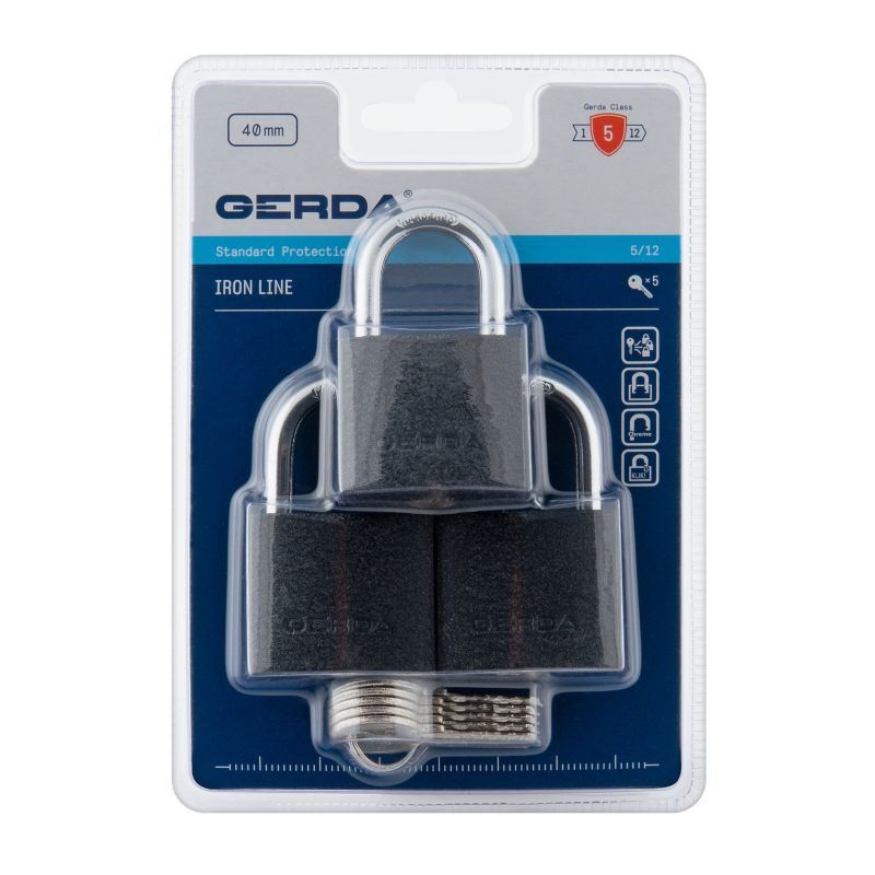 Gerda S 40 støbejerns bøjlelås trepak