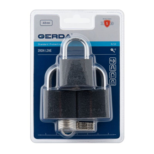 Gerda S 40 støbejerns bøjlelås trepak