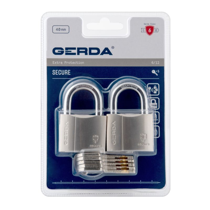 Gerda S40 messing bøjlelås, dobbeltpakning