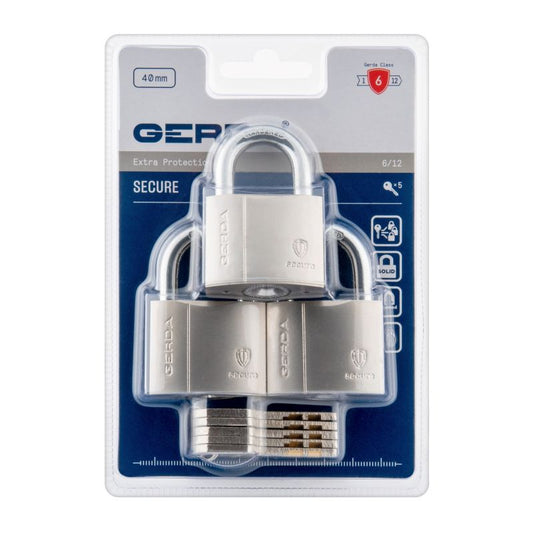 Gerda S40 messing bøjlelås trepak