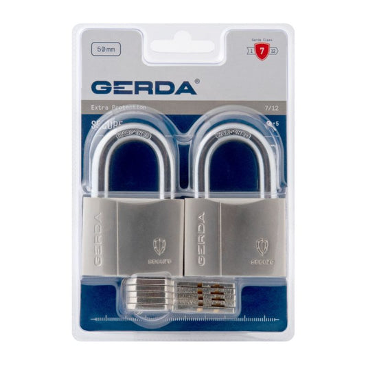 Gerda S50 hængelås i messing, sæt med 2