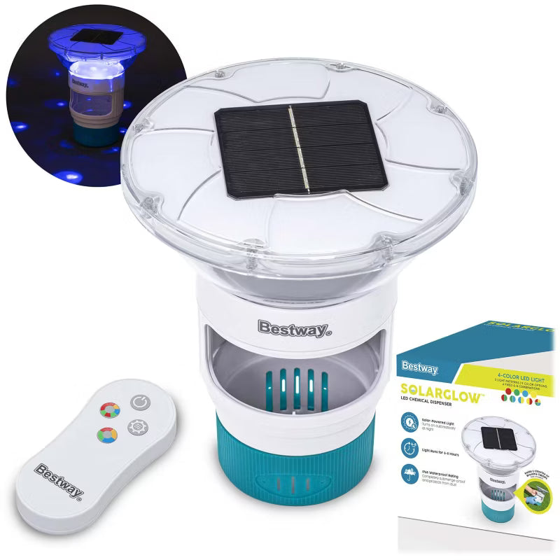 Klordispenser Flydende 18x18x21,5 cm med Solcelle LED Hvid