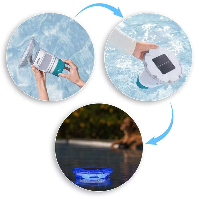 Klordispenser Flydende 18x18x21,5 cm med Solcelle LED Hvid