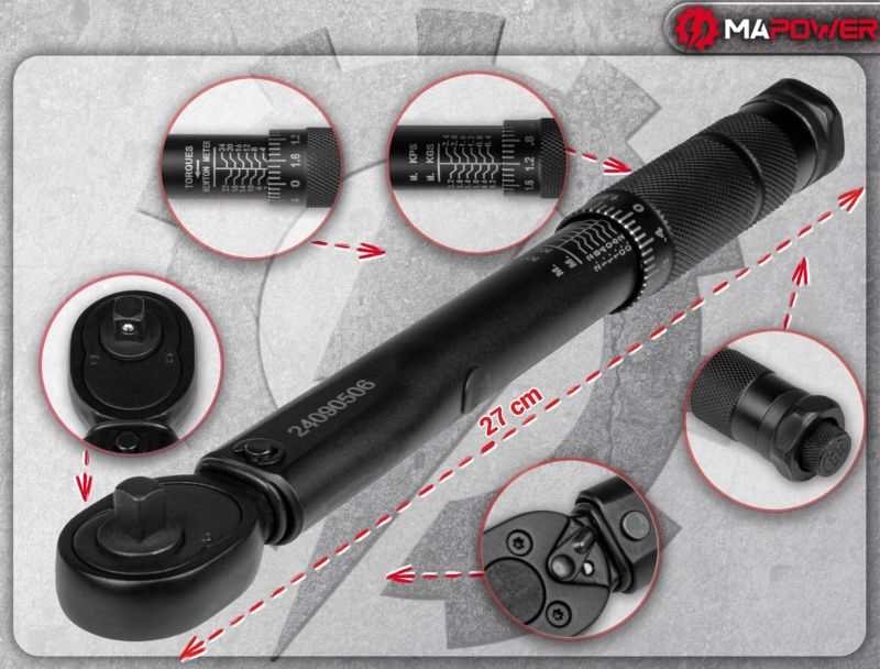 Momentnøgle MAPOWER 1/4 2-24 Nm CRV 1 sæt