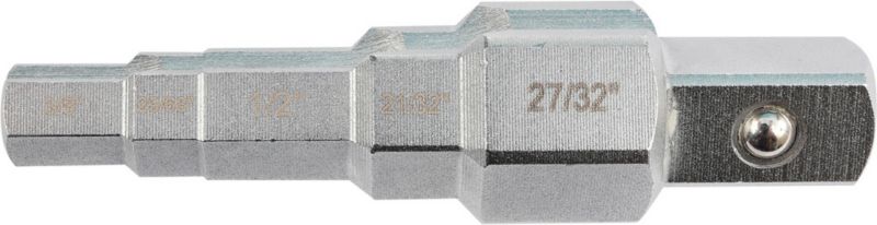 Yato skruehovednøgle med 1/2" skaft i størrelserne 9,6 / 11,6 / 12,6 / 16,4 / 21 mm