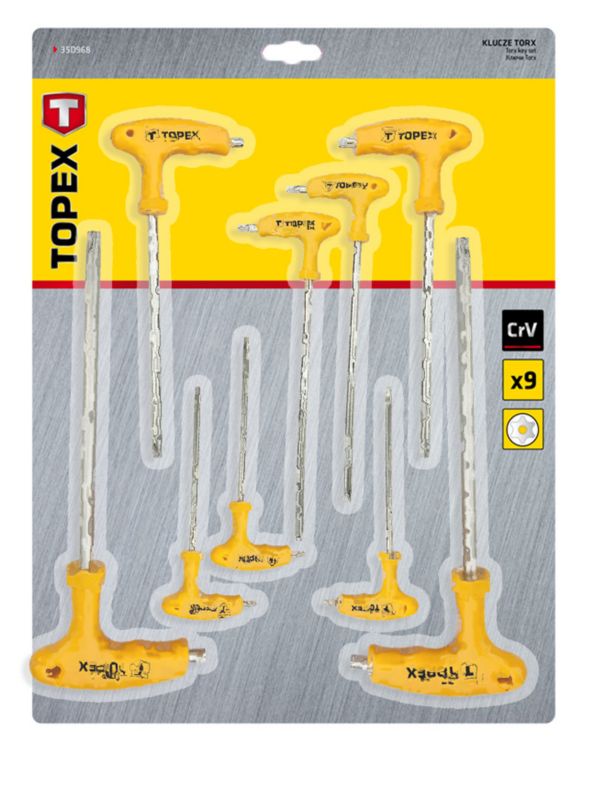TOPEX Torx-nøglesæt T10 - T50 i sølv, 1 sæt