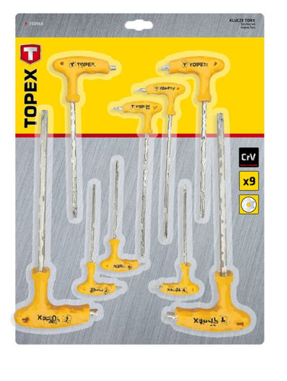 TOPEX Torx-nøglesæt T10 - T50 i sølv, 1 sæt