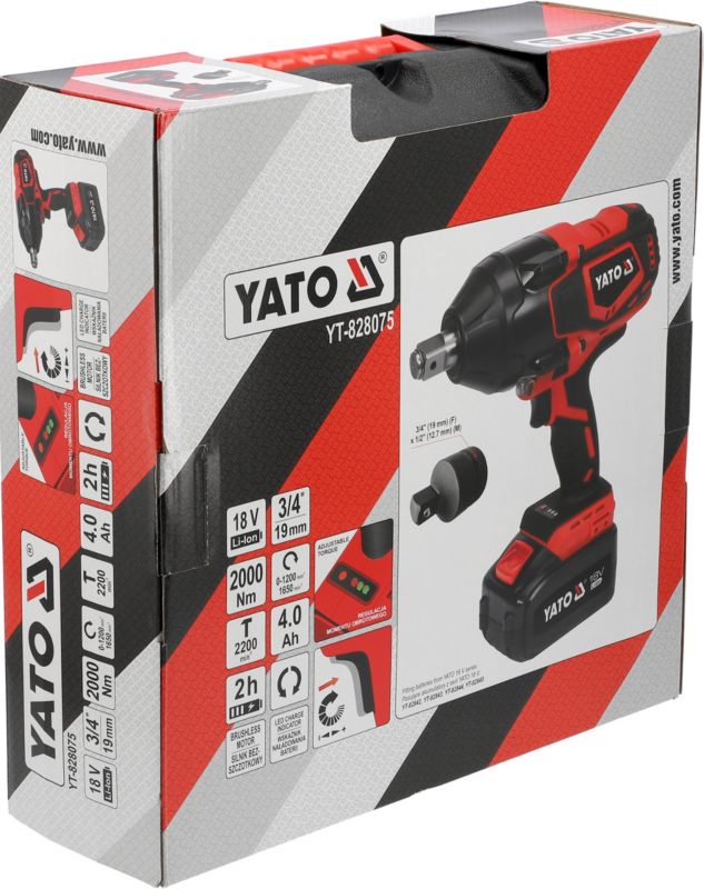Yato 18V børsteløs slagnøgle 1 x 4,0 Ah 3/4" 2000 Nm