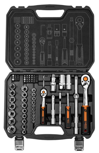 NEO TOOLS topnøglesæt 1/2" og 1/4", 73 dele, 1 sæt