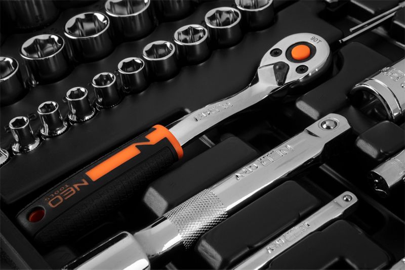 NEO TOOLS topnøglesæt 1/2" og 1/4", 73 dele, 1 sæt