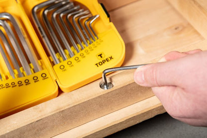 TOPEX korte sekskant- og Torx-nøgler T10 - T50 i sølv, 1 sæt