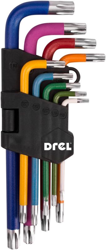Farvede Drel Torx-nøgler, 9 stk.