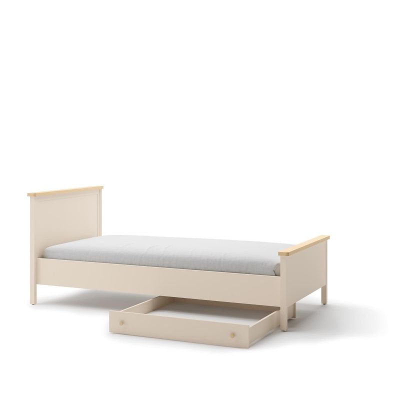 Seng Bettso Story 90 cm med Madras og 2 Skuffer Sandbeige
