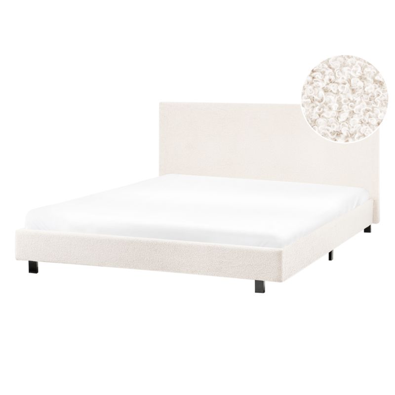 Polstret Seng Boucle Albi 140x200 cm Hvid