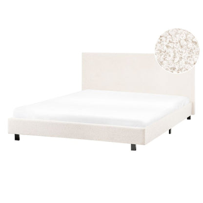 Polstret Seng Boucle Albi 140x200 cm Hvid