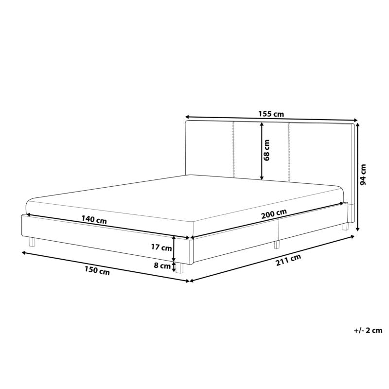Polstret Seng Boucle Albi 140x200 cm Hvid