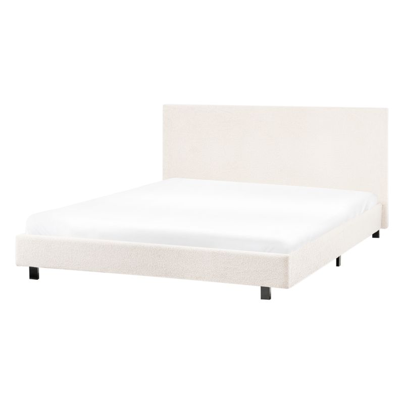 Polstret Seng Boucle Albi 140x200 cm Hvid