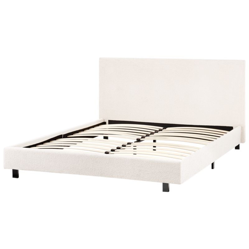 Polstret Seng Boucle Albi 140x200 cm Hvid