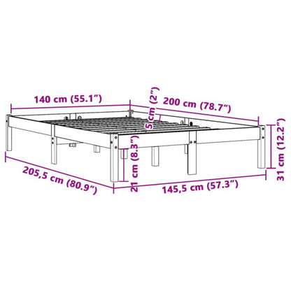 Træseng 140x200 cm Brun WM-844857