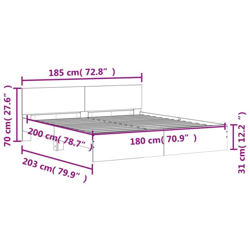Træseng 180x200 cm Hvid WM-3207462