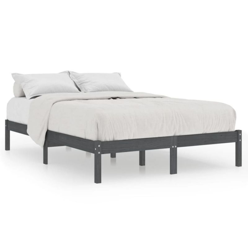 Træseng 200x200 cm Grå 5906452264197