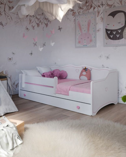 Børneseng EMMA 160x80 cm Hvid med Rosa