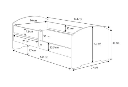 Børneseng Kobi Max 140x70 cm Hvid med Sengehest
