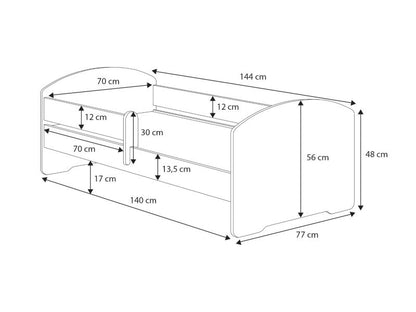 Børneseng Kobi Max 140x70 cm Hvid med Sengehest