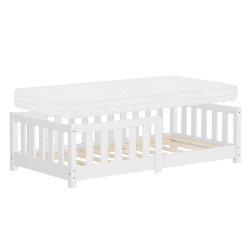 Børneseng ML Design 70x140 cm Hvid med Madras Gulv Montessori