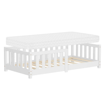 Børneseng ML Design 70x140 cm Hvid med Madras Gulv Montessori