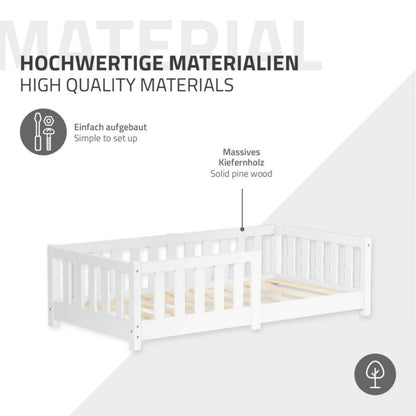 Børneseng ML Design 70x140 cm Hvid med Madras Gulv Montessori
