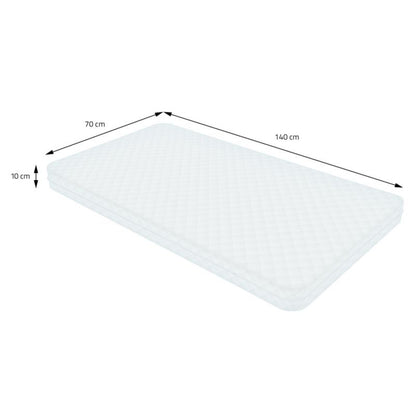 Børneseng ML Design 70x140 cm Hvid med Madras Gulv Montessori